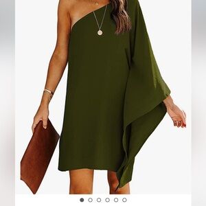 One Shoulder Ruffled Draped Loose Cocktail Mini Dress